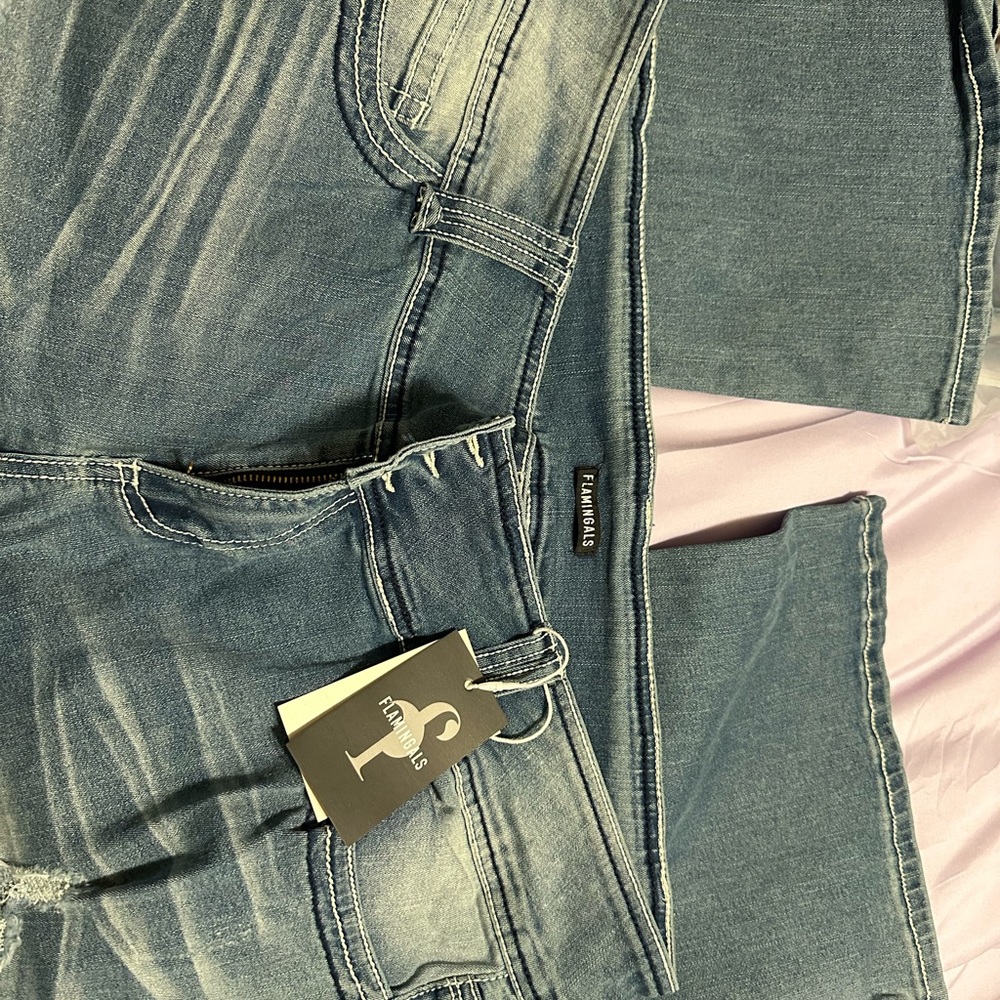 Vintage Low Waist Ripped Button Up Bootcut Jeans